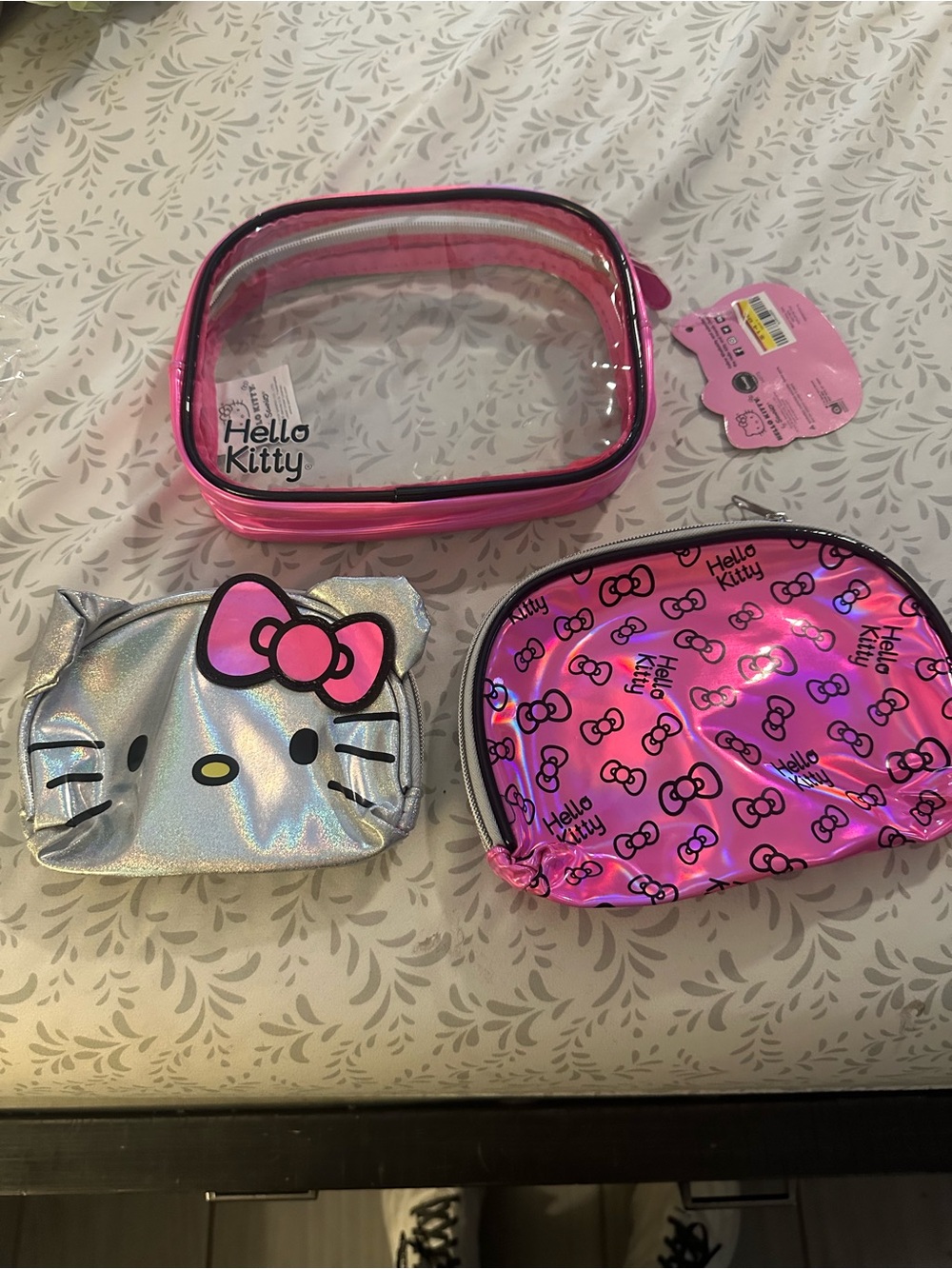 NWT Hello Kitty Pink Kids Cosmetic Pouch Set -3 piece
